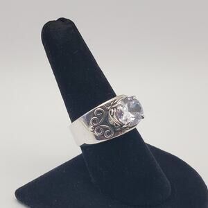 Inspiranza Designs Eye Candy Sterling Silver Ring 13x10mm CZ Solitaire Size 9